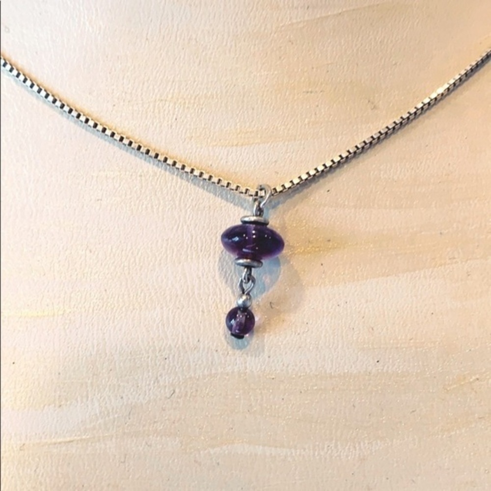 Delicate purple sterling silver necklace 1…